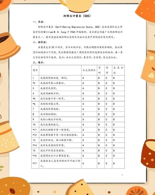 心理健康(焦虑抑郁筛查)(心理焦虑抑郁程度测试表)