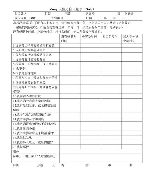 心理健康(焦虑抑郁筛查)(心理焦虑抑郁程度测试表)
